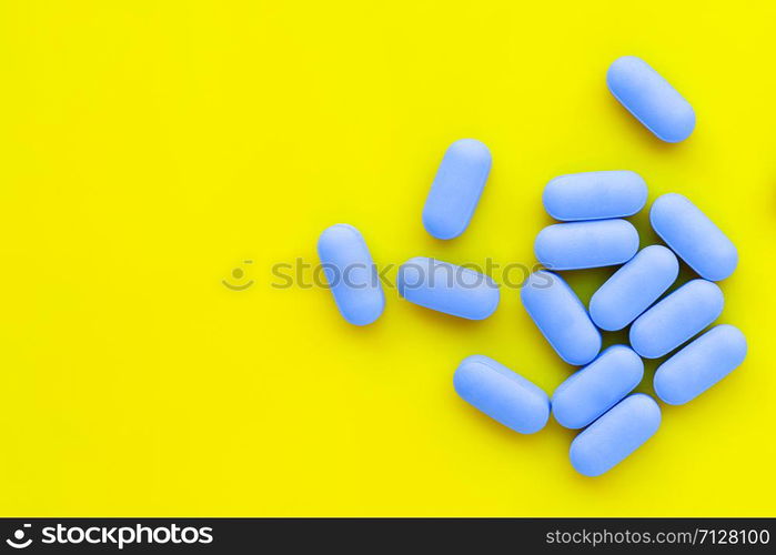 ""PrEP" ( Pre-Exposure Prophylaxis). used to prevent HIV, yellow background."