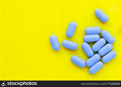 ""PrEP" ( Pre-Exposure Prophylaxis). used to prevent HIV, yellow background."