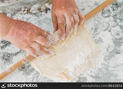 Preparation of dough for Baklava, the traditional Turkish dessert