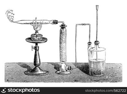 Preparation of pyrophoric iron, vintage engraved illustration. Magasin Pittoresque 1869.