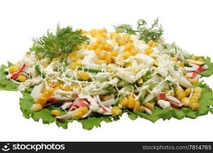 Preparation of salad on the white background