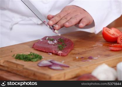 Preparing a steak