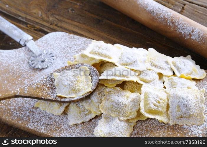 Preparing fresh ravioli at the kitchen table.&#xA;