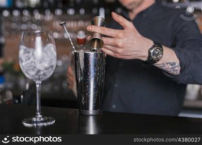 preparing refreshing cocktail bar