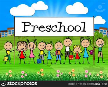 Preschool Kids Banner Showing Day Care And Children&rsquo;s
