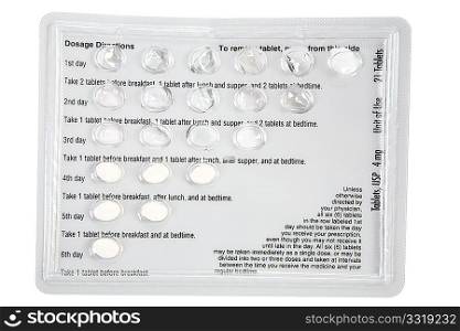 Prescription blister pack of steroids.