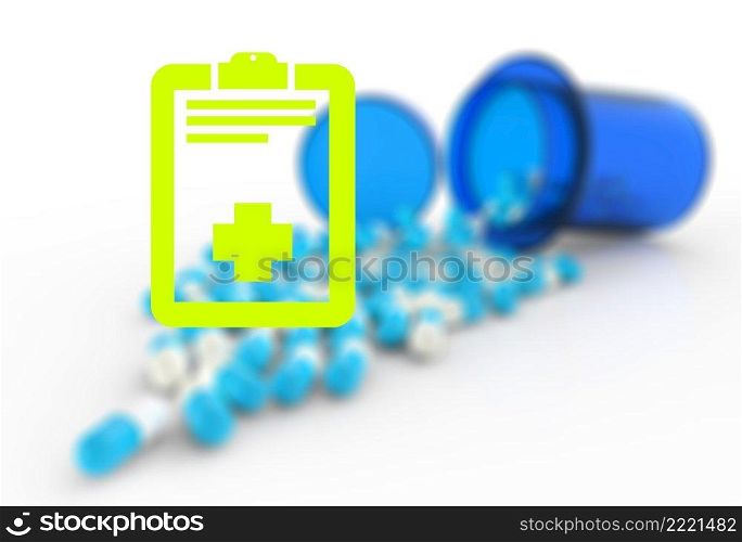 prescription graphic and  medical capsules as medical concept