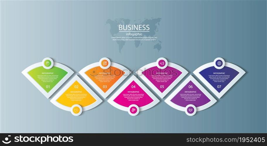 Presentation business abstract background infographic template colorful with 7step