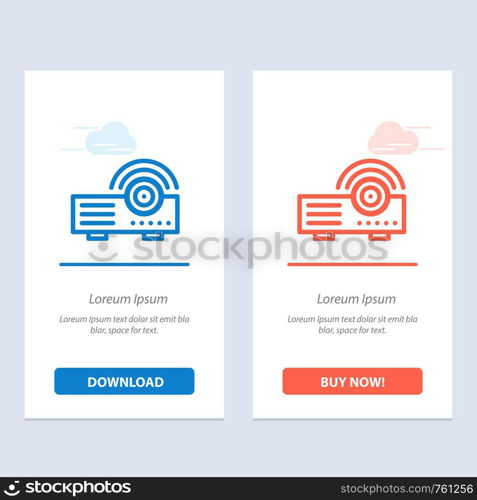 Presentation, Projector, Machine, Service Blue and Red Download and Buy Now web Widget Card Template