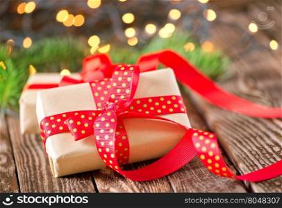 presents and christmas decoration on a table