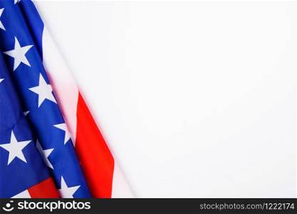 President&rsquo;s Day Concept, flat lay top view, America Flag on white background with copy space for your text