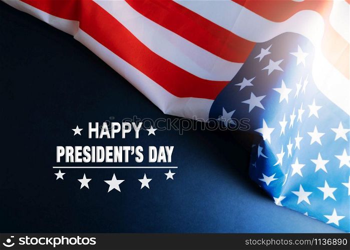 Presidents day celebrate on america flag background