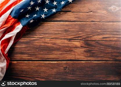 Presidents Day. flag of United States American with©space, USA flag for Memorial day on abstract wooden background, Ban≠r template design of presidents day, Holiday background concept