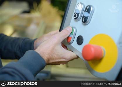 pressing the button