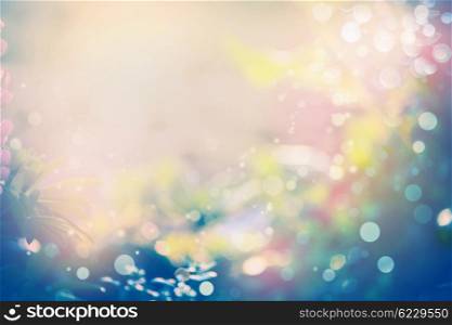 Pretty abstract blurred nature background with sunshine and bokeh