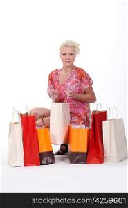 pretty blonde with shopping bags