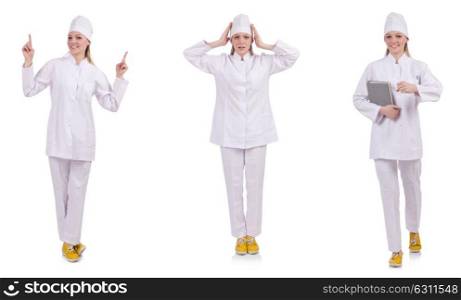 Pretty female doctor isolated on white