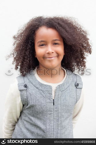 Pretty girl eight years old with beautiful afro hair