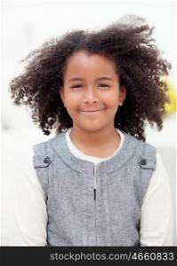 Pretty girl eight years old with beautiful afro hair