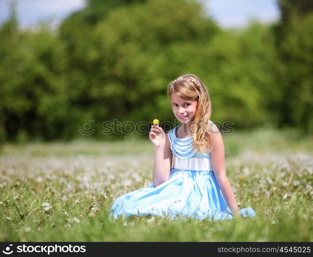 pretty girl spending time in the summer park