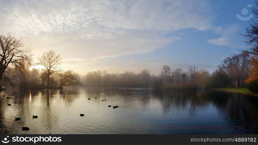 Pretty landscape of the larg lake