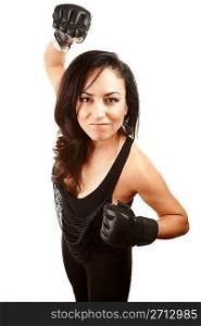 Pretty Latina Woman with Boxing Gloves