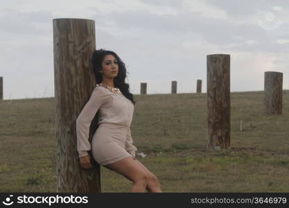 Pretty Mexican lady in a park