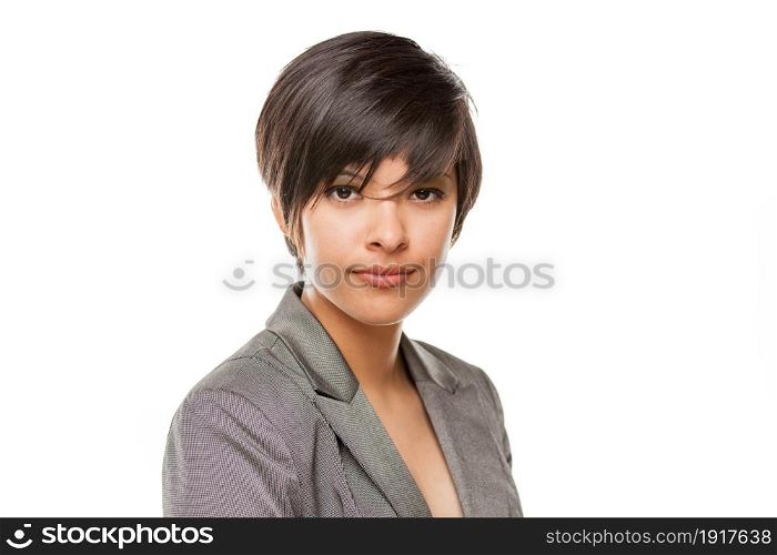 Pretty Mixed Race Girl Isolated Against White Background.