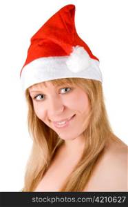pretty santa festive woman isolated on white background