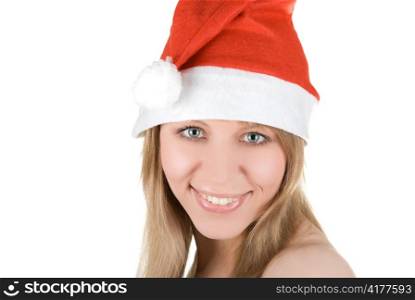 Pretty santa girl isolated on white background
