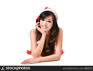 pretty Santa woman Isolated on white background
