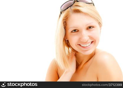 pretty smiling blonde isolated on white