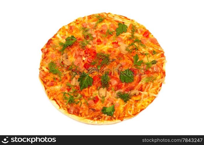 pretty tasty pizza on a white background
