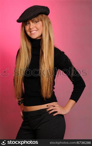 Pretty teenage girl with long blonde hair