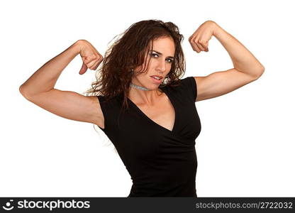 Pretty woman flexing