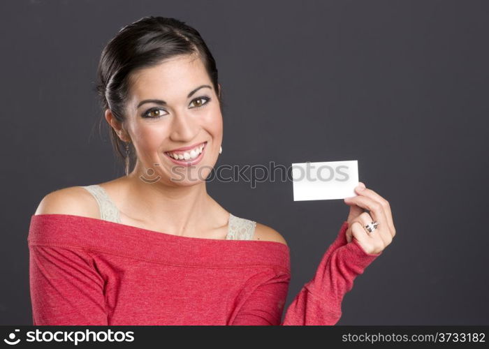 Pretty Woman holds a business card
