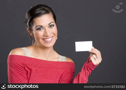 Pretty Woman holds a business card