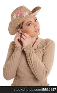 pretty woman in straw hat