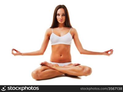 Pretty woman in yoga pose
