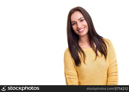 Pretty woman posing isolated over white background