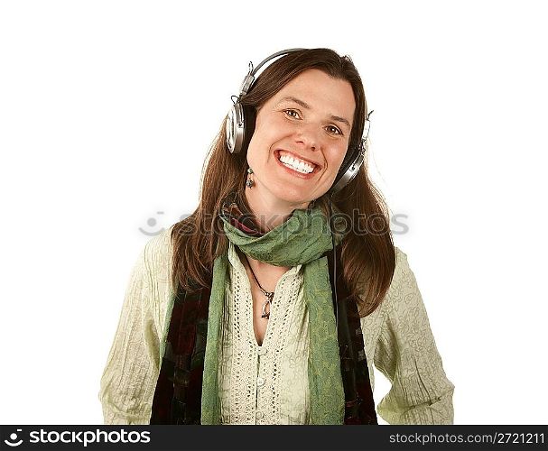 Pretty woman wearing headphones