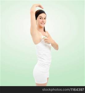 pretty woman with antiperspirant deodorant