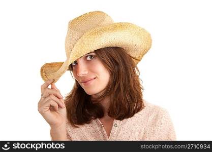 Pretty woman with cowboy hat