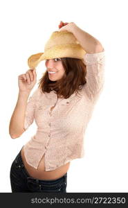 Pretty woman with cowboy hat