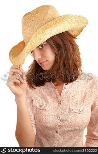 Pretty woman with cowboy hat