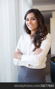 Pretty young business woman wearing formal clothes