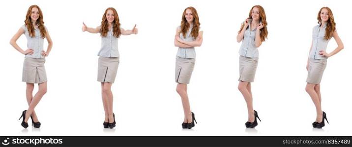 Pretty young employee isolated on white