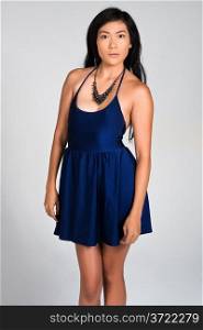 Pretty young Filipina in a spaghetti strap blue dress