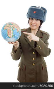 pretty young woman holding the world in her hands