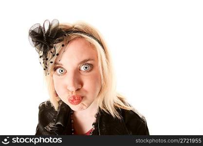 Pretty young woman making a funny face